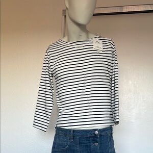 Free assembly Striped Tee  black and white long sleeves new size Small